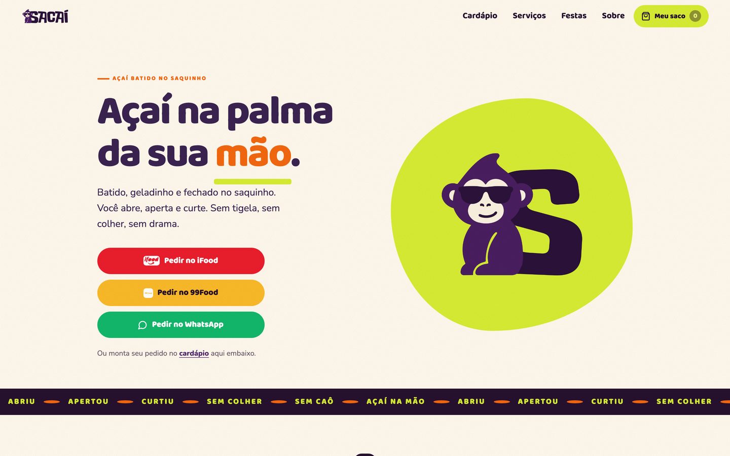 Site da Sacaí feito pela Pipa